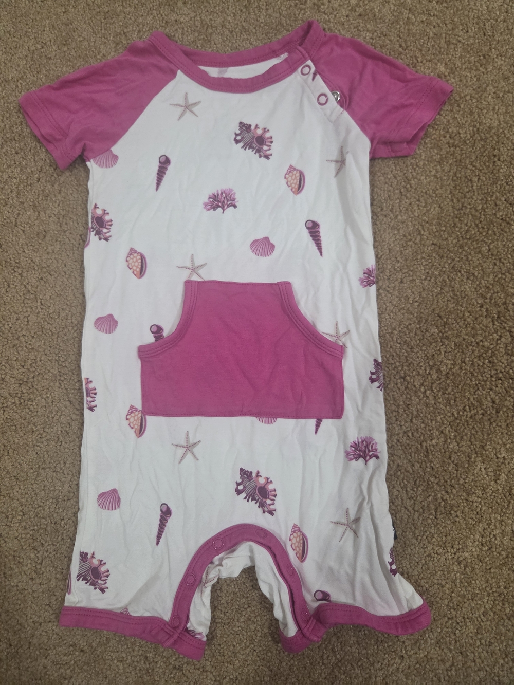 Kyte BABY Pink and White Sea Shells One-Piece